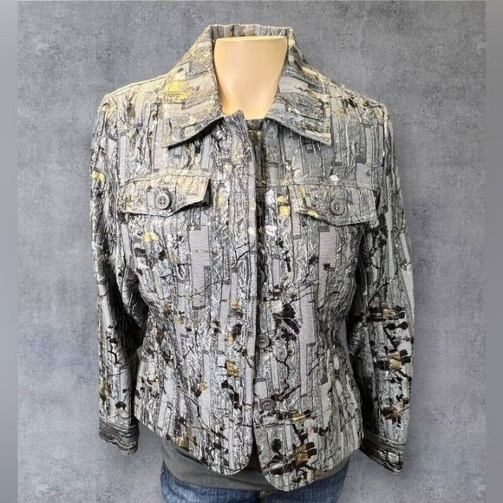 Erin London Petite Small Metallic Textured Jacket